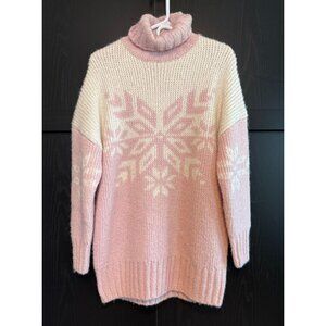 J. Crew Women's Pink Snowflake Alpaca Wool Turtleneck Sweater XS Cozy